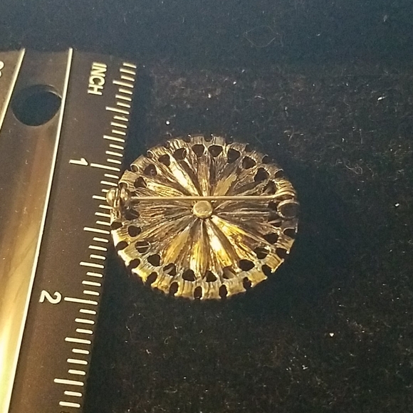 Antique Style Colored Rhinestone Brooch 1.25" Pin - Picture 2 of 2